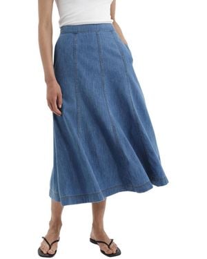 Finery London Dana Denim Midi A-line Skirt - Blue