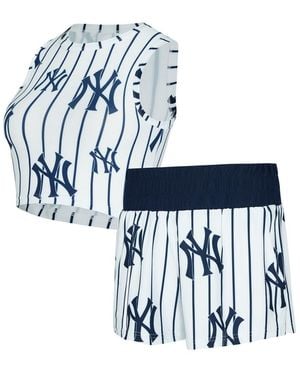 Concepts Sport 2-piece New York Yankees Pinstripe Record Tank And Shorts Set - Blue