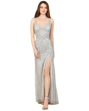 Lara Beaded Lace-up Dress - Metallic