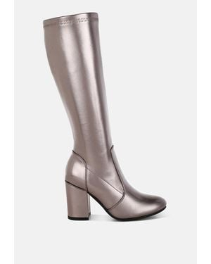 Rag & Co Halara Metallic Pleather Long Boots - Multicolor