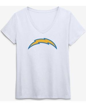 LOGO ATHLETIC Los Angeles Chargers Primary Logo V-neck Screen Print Graphics T-shirt - White