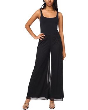 Msk Petite Mesh Glitter Overlay Pants - Black