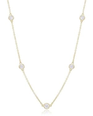The Lovery Long Cz Station Chain Necklace 20 Inches 14k Gold-plated Sterling Silver - Metallic