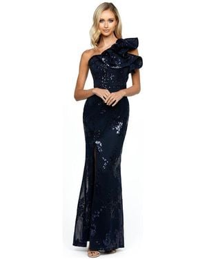 Bariano Jessie One Shoulder Gown - Blue