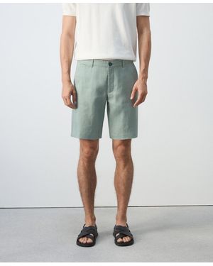 Mango Slim-fit Linen 9.84" Bermuda Shorts - Green