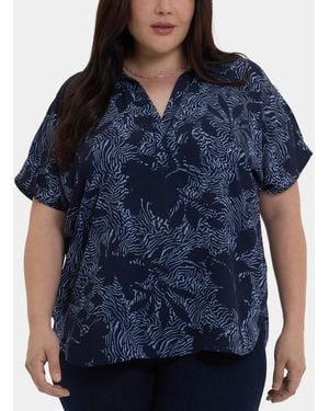 NYDJ Plus Size Becky Short-sleeve Top - Blue