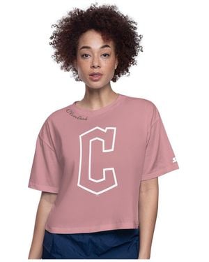 Starter Cleveland Guardians Play The Ball Boxy Cropped T-shirt - Pink