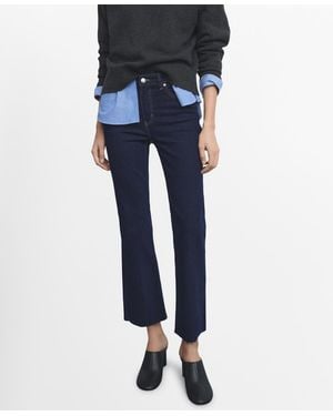 Mango Sienna Flared Cropped Jeans - Blue