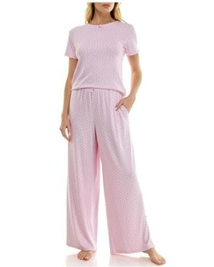 Sincerely Jules Short-sleeve T-shirt And Wide Leg Pants - Pink