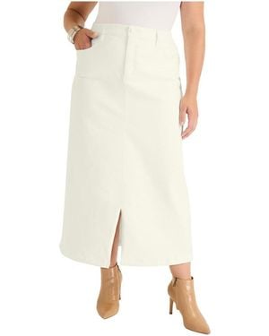 June + Vie June + Vie June + Vie Front-slit Denim Midi Skirt - Natural