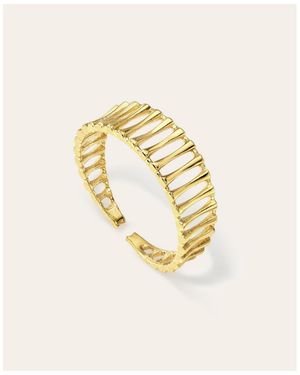 Zoe Lev Open Ribbed Dome Ring - Metallic