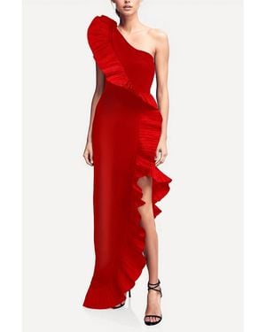 ONE33 SOCIAL The Mercer Pleated Ruffle Gown - Red