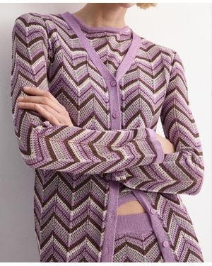 Mango Knit Long Cardigan - Purple