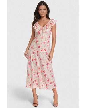 Bebe Floral-print Ruffle Maxi Dress - Pink