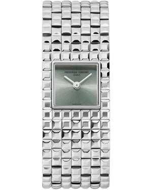 Frederique Constant Swiss Quartz Manchette Green Dial Silver-tone Stainless Steel Bracelet Watch 25.7mm - White