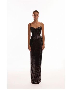 Milla Dramatic Fitted Sequined Maxi Skirt - Black