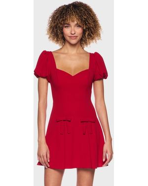 B Darlin Puff Sleeves Fit And Flare Dress - Red