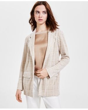 Liverpool Los Angeles Plaid Boucle Boyfriend Blazer - Natural