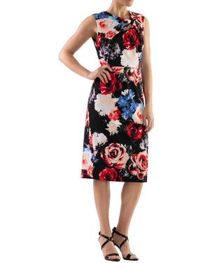 Donna Ricco Floral-print Twist-front Sheath Dress - Red