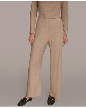 Donna Karan Metallic Rib Knit Pants - Brown