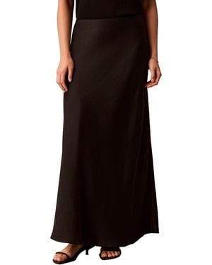 Calvin Klein Double Faced Satin Bias Cut Maxi Skirt - Black