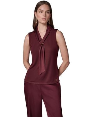 Donna Karan Sleeveless Tie-neck Blouse - Red