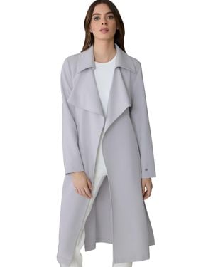SOIA & KYO Dimitra Relaxed-fit Belted Trench With Shirt Collar - Gray