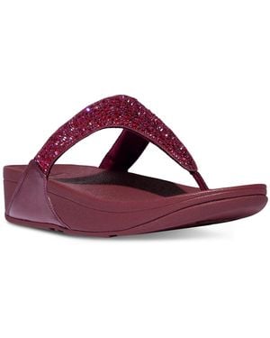 Fitflop Lulu Crystal Mix Toe-post Wedge Sandals - Red