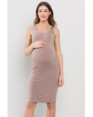 Hello Miss Maternity Bodycon Scoop Neck Sleeveless Knee Length Dress - Gray