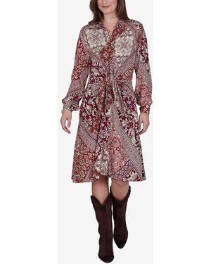 Ruby Rd. Petite Victorian Long-sleeve Floral Midi Dress - Red