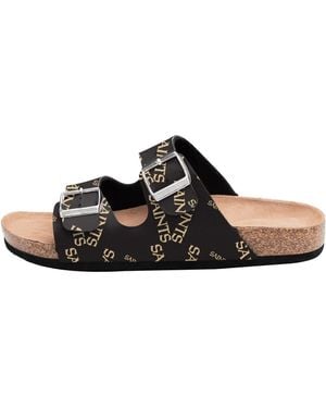 FOCO New Orleans Saints Mini Print Double-buckle Sandals - Brown