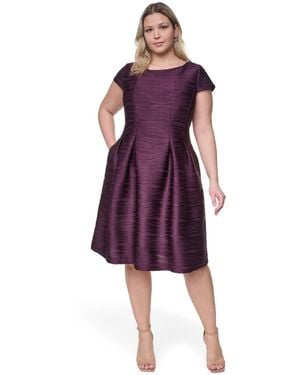 Jessica Howard Plus Size Short-sleeve Boat Neck Dress - Purple