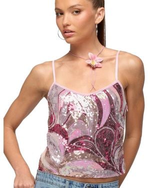 Edikted Ceren Abstract Sequin Tank Top - Purple