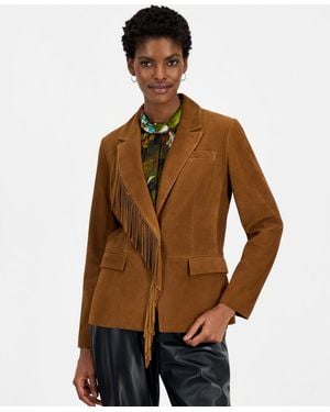 Tahari The Adeline Suede Tassel-detail Jacket - Brown