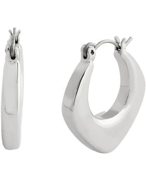 Steve Madden Silver-tone Bubble Grunge Square Hoop Earrings - White