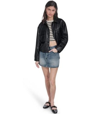 Levi's Faux Leather Button Closure Shacket - Black