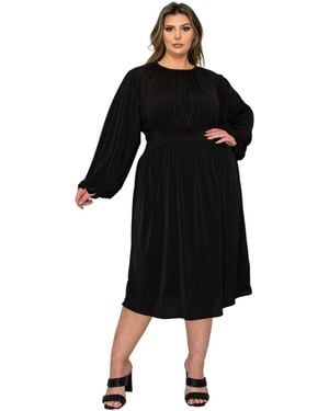 L I V D Plus Size Audrey Ruched Midi Dress - Black