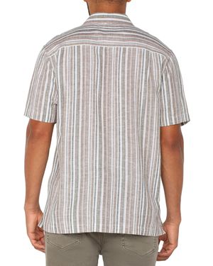 Liverpool Los Angeles Relaxed Fit Short Sleeve Striped Button-front Shirt - White