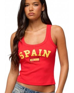 Edikted Spain Ribbed Tank Top - Red