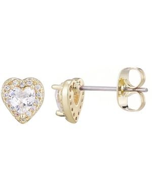 Adornia Cubic Zirconia Heart Halo Stud Earrings - Metallic