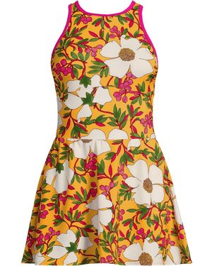 Lands' End Tugless High Neck Swim Dress Swimsuit - Multicolor