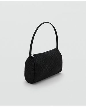Mango Rhinestone Handbag - Black