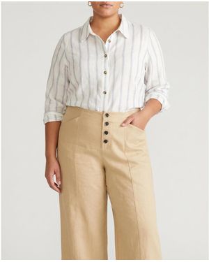 UNIVERSAL STANDARD Plus Size Elbe Stretch Linen Shirt - Natural