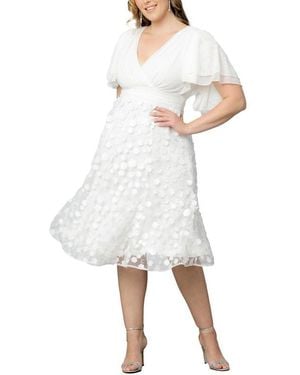 Kiyonna Plus Size Pretty Petals Mesh Cocktail Dress - Black