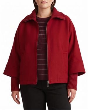 UNIVERSAL STANDARD Plus Size Utopia Wool-blend Funnel-neck Cocoon Coat - Red
