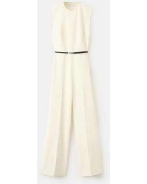 Mango Open-back Belted Jumpsuit - Natural
