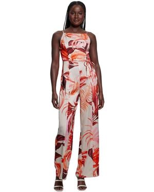 Guess Sana Satin Printed Sleeveless Jumpsuit - Red