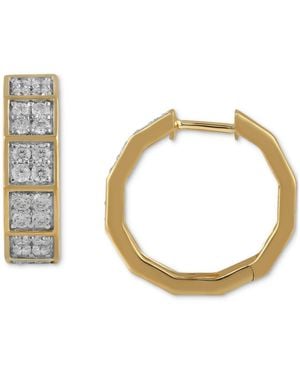 Macy's Diamond Square Cluster Geometric Hoop Earrings (1 Ct. T.w.) - Metallic