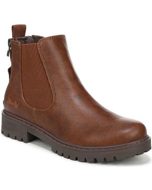 Blowfish Raffal Double Back Zipper Round Toe Faux Leather Chelsea Booties - Brown