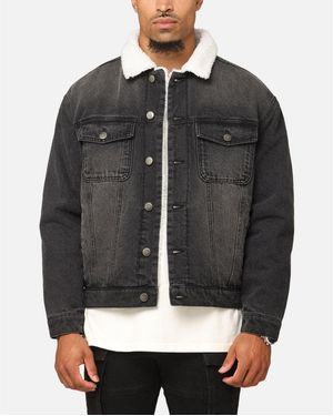 Saint Morta Sherpa Boxy Denim Jacket - Black
